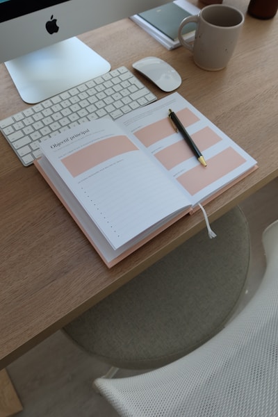 Minimal desk with planner