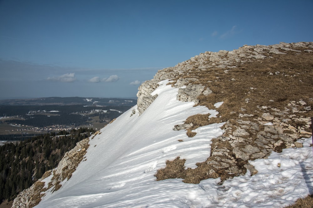 a man standing on top of a snow covered mountain