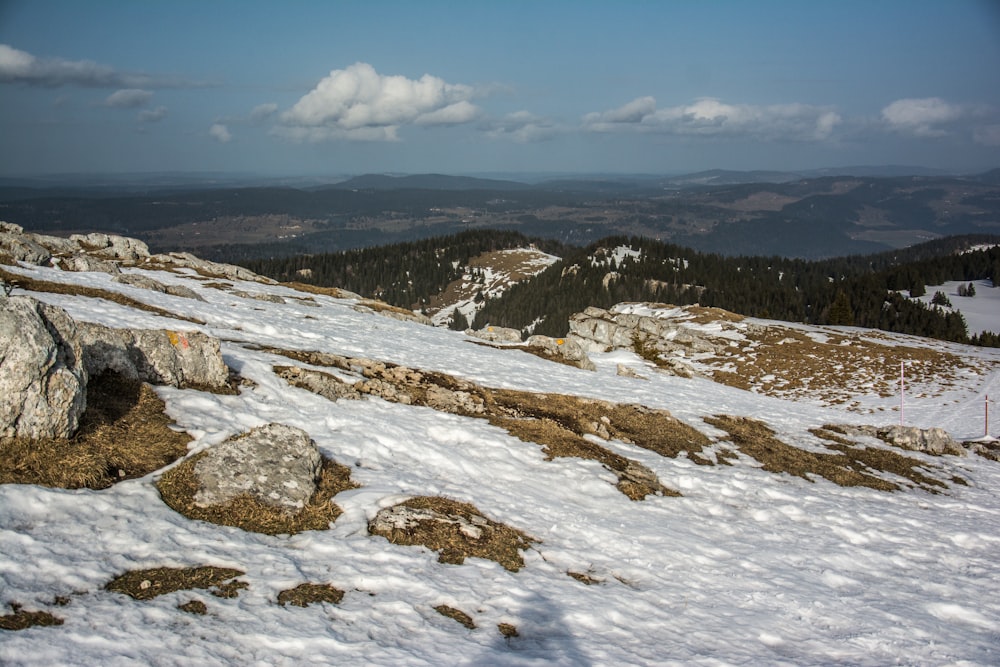 a man riding skis down a snow covered slope