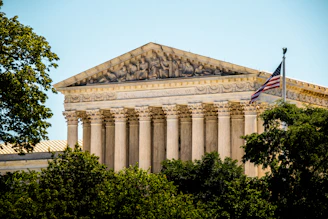 a building with a flag on top of it