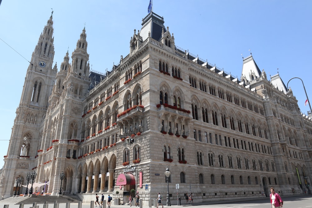 a large building with a clock on the top of it