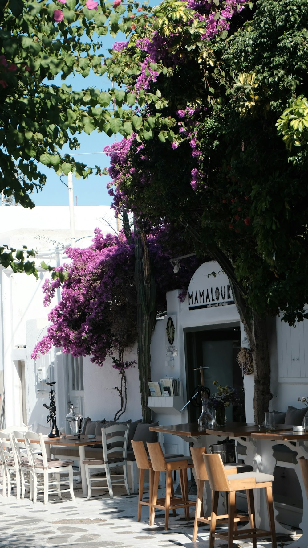 a table and chairs outside