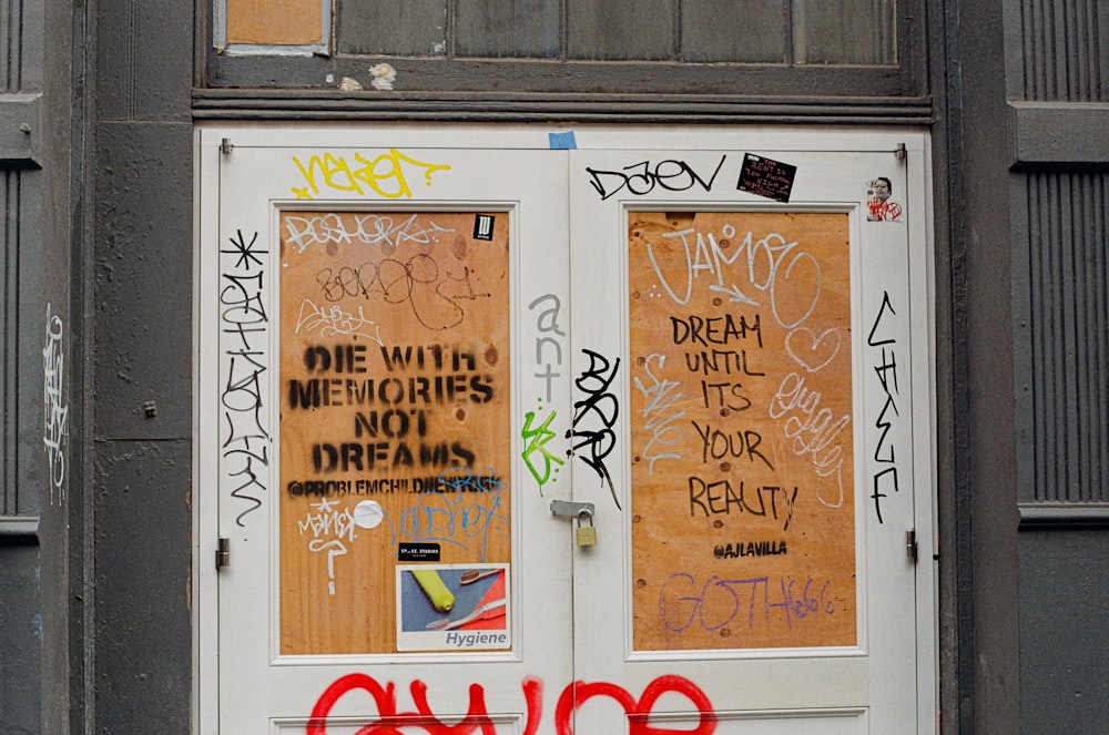 a door with graffiti on it