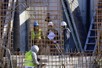 a group of people in a construction site