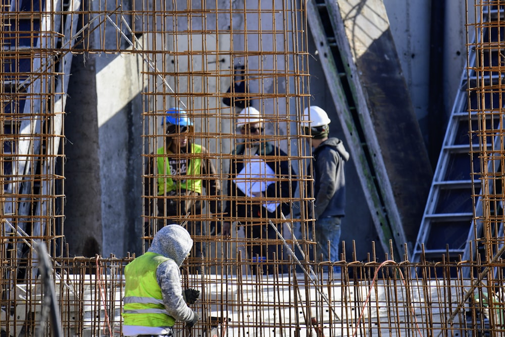 a group of people in a construction site