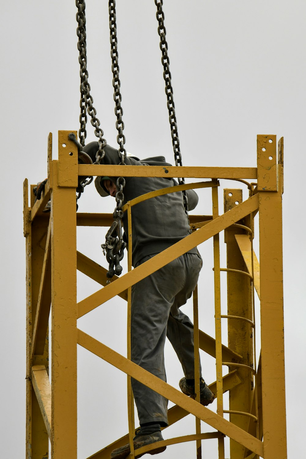 a person climbing a ladder