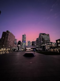 Abstract cityscape at dusk symbolizing creative growth and global connection.