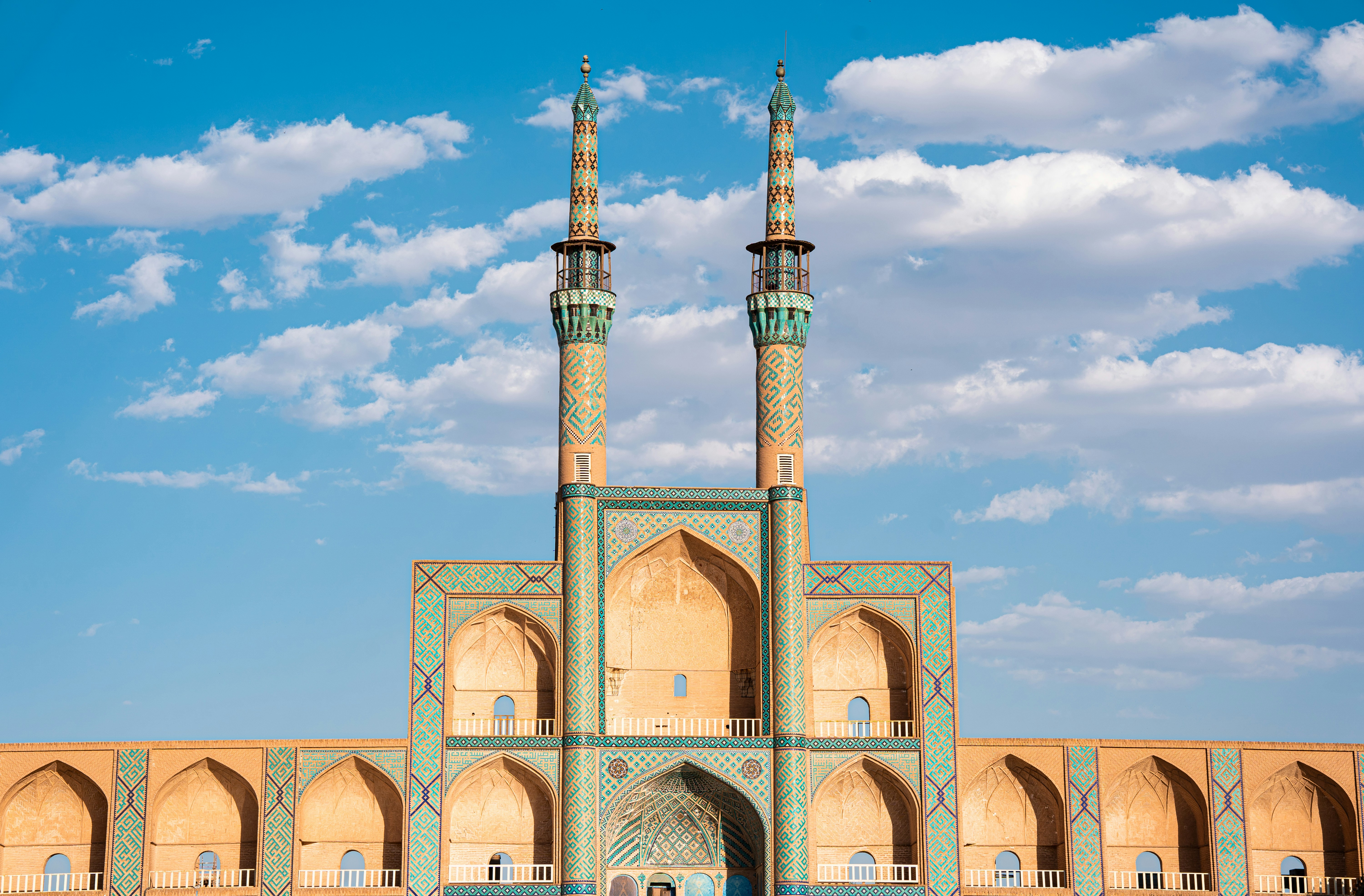 a large building with towers with Mohammad Al-Amin Mosque in the background