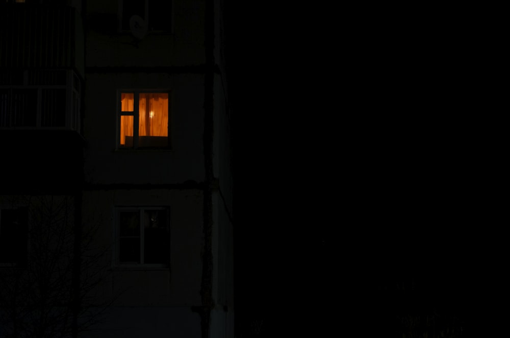 a window in a dark room