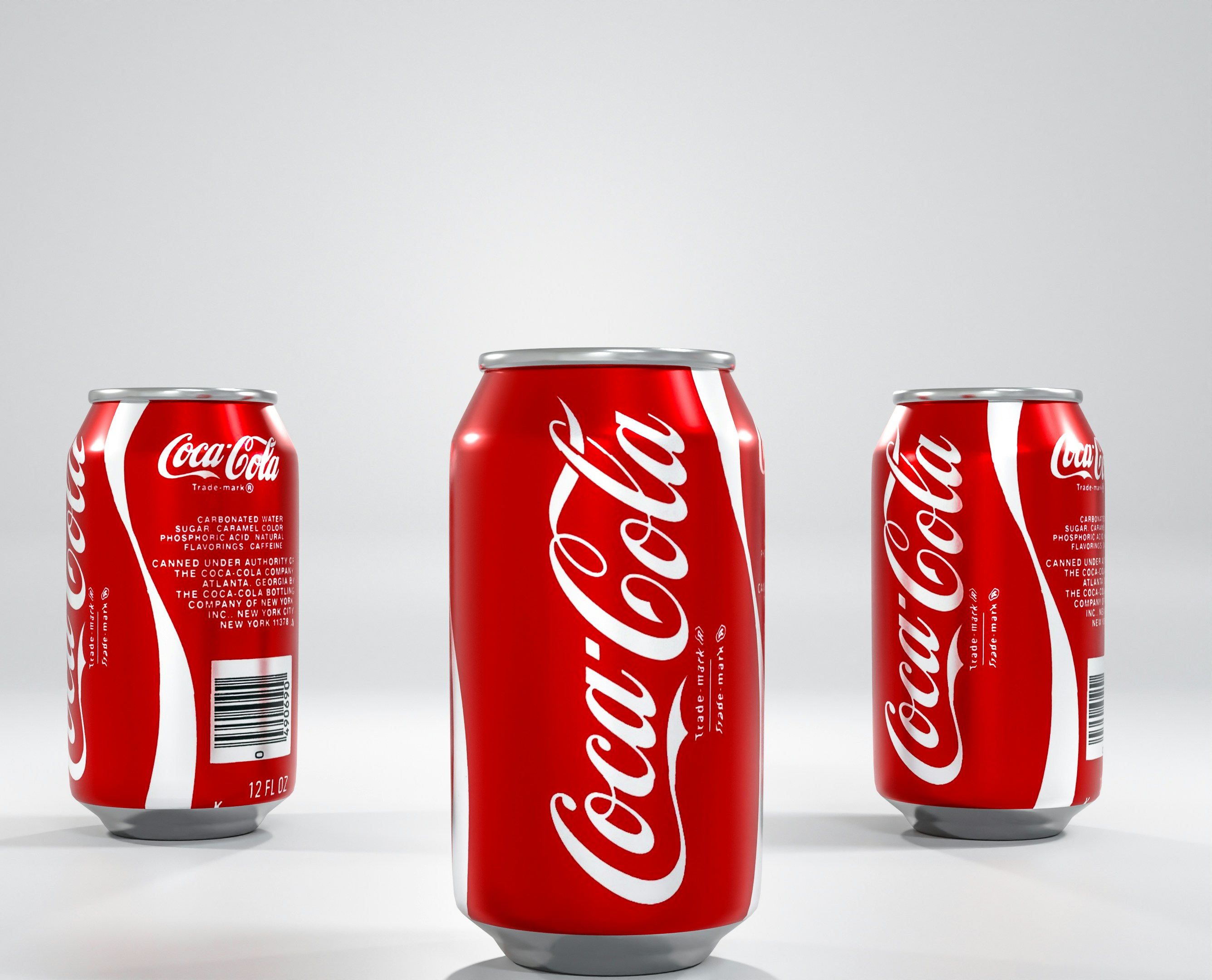 a group of soda cans, 3D renders of your favorite drink, modeled and rendered in blender.