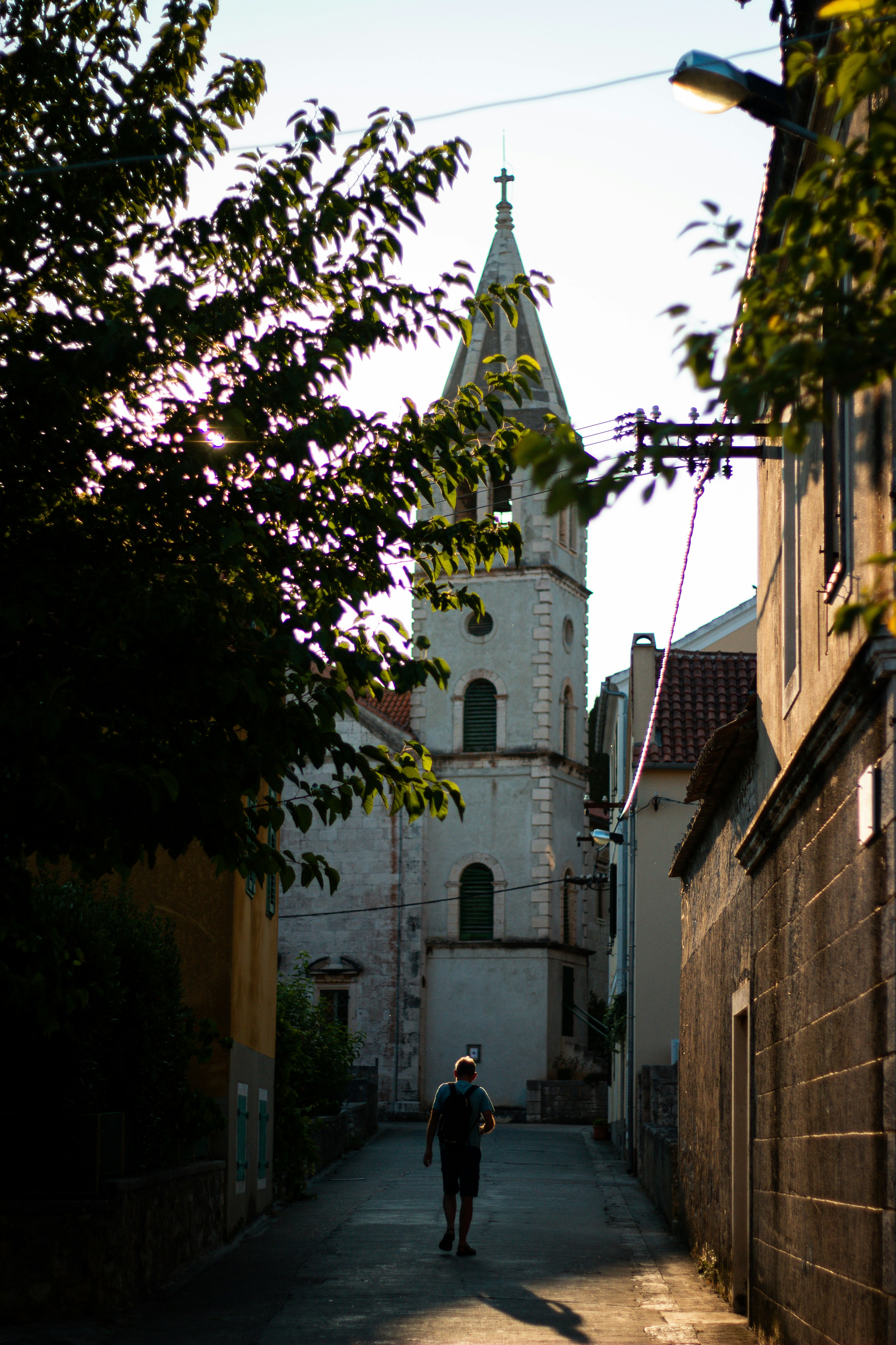 a person walking down a street
