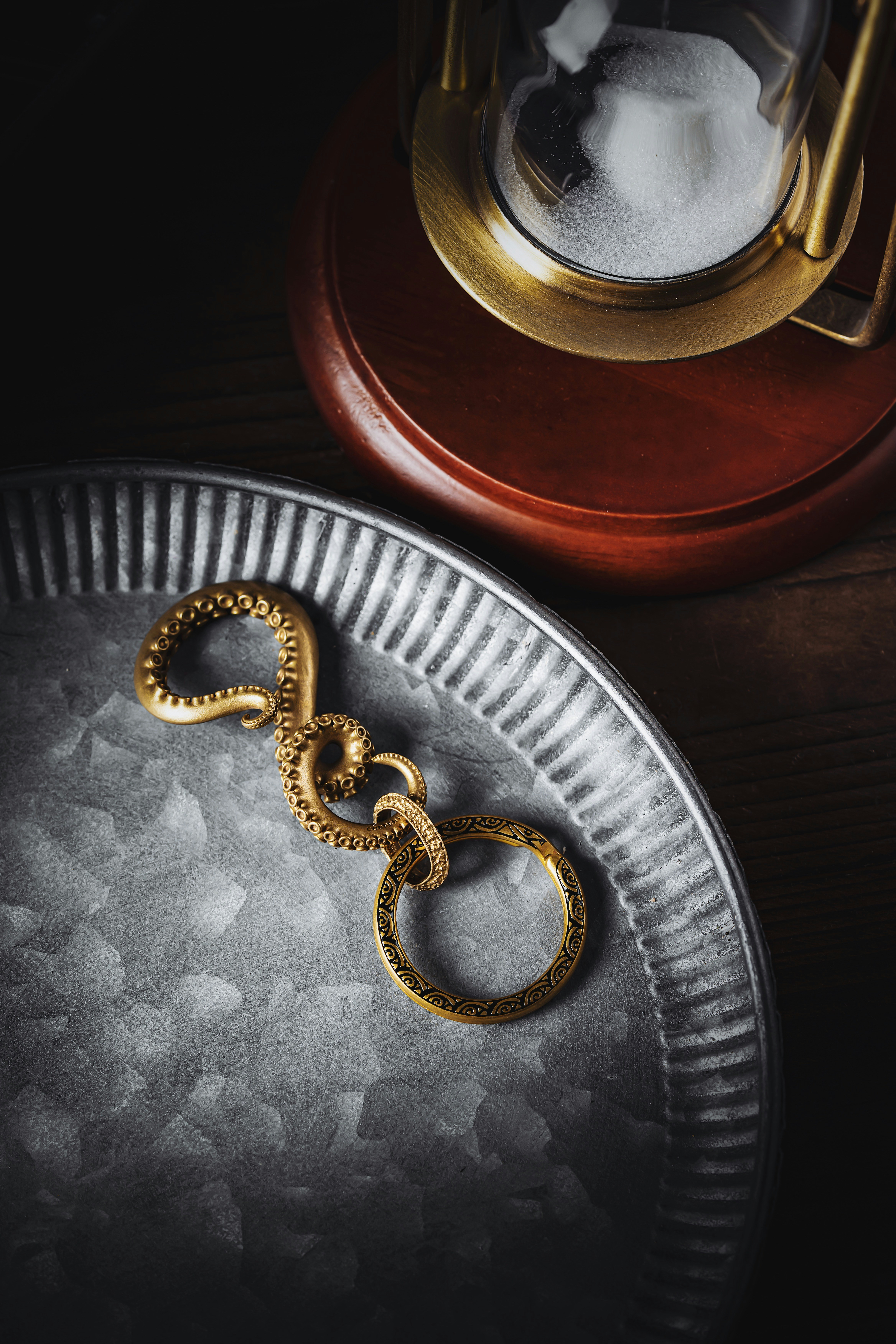 a pair of gold rings