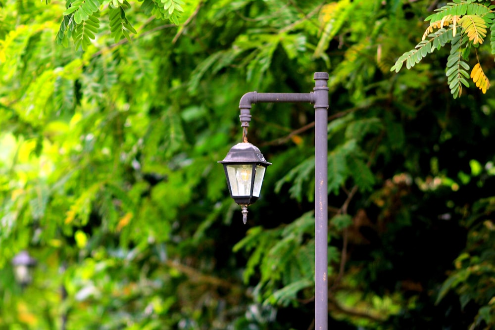 a light post with a lamp on it