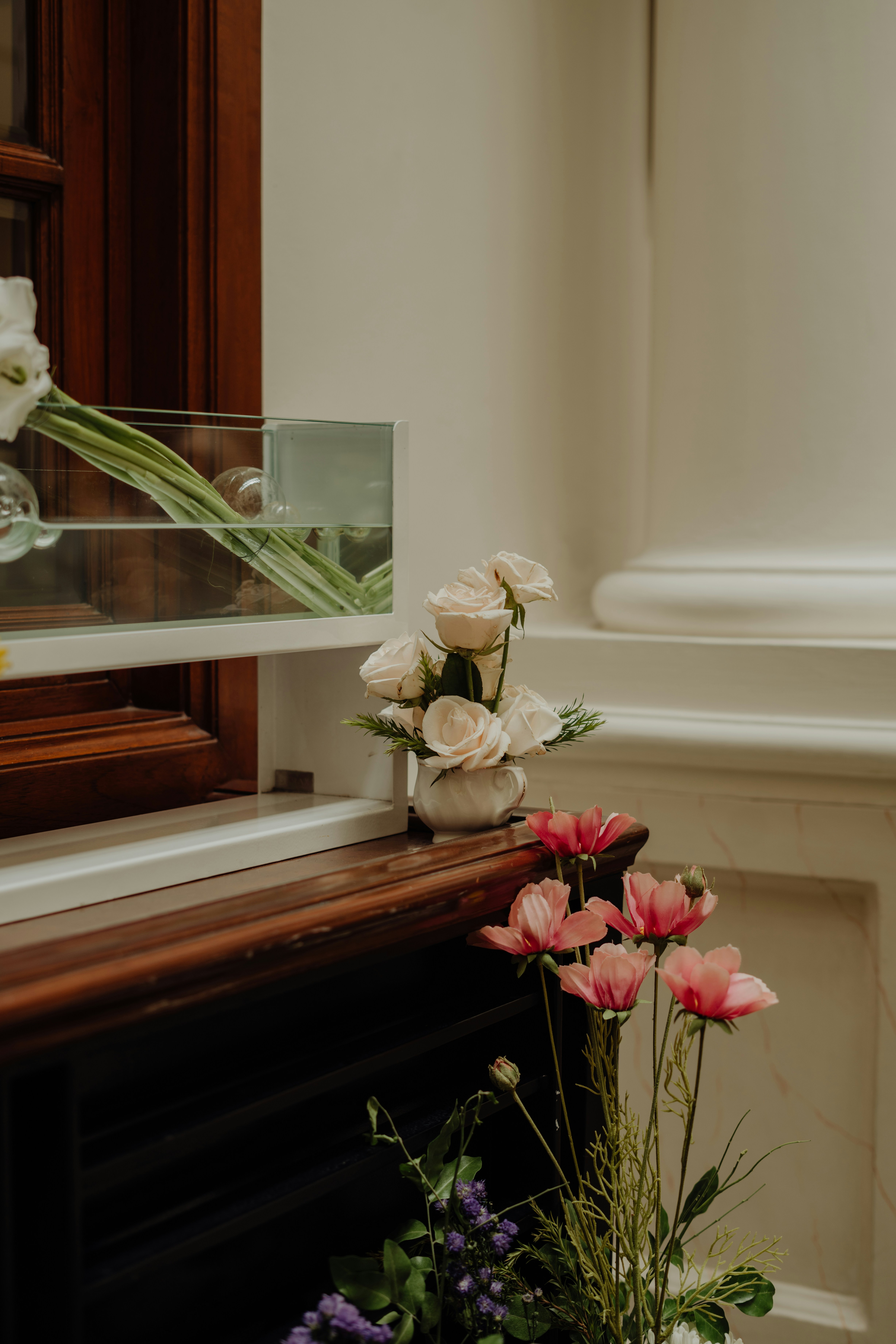 a vase of flowers on a table