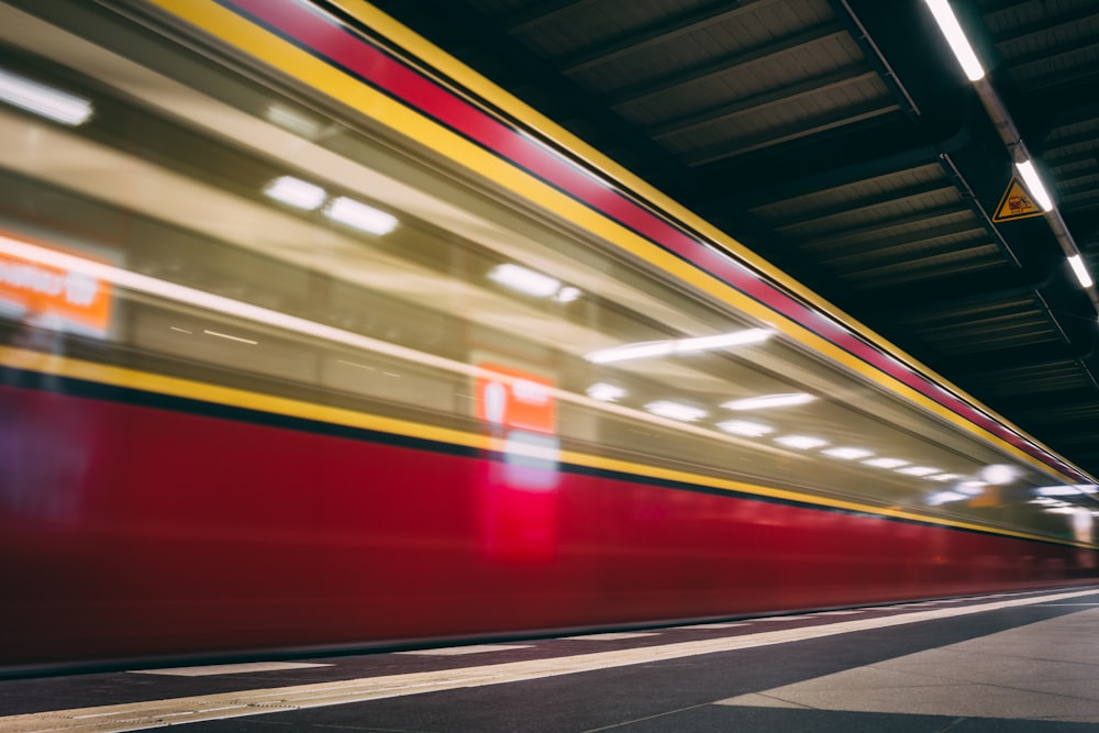 a blurry train moving on a track