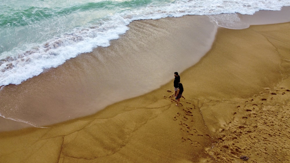 a person walking on a beach