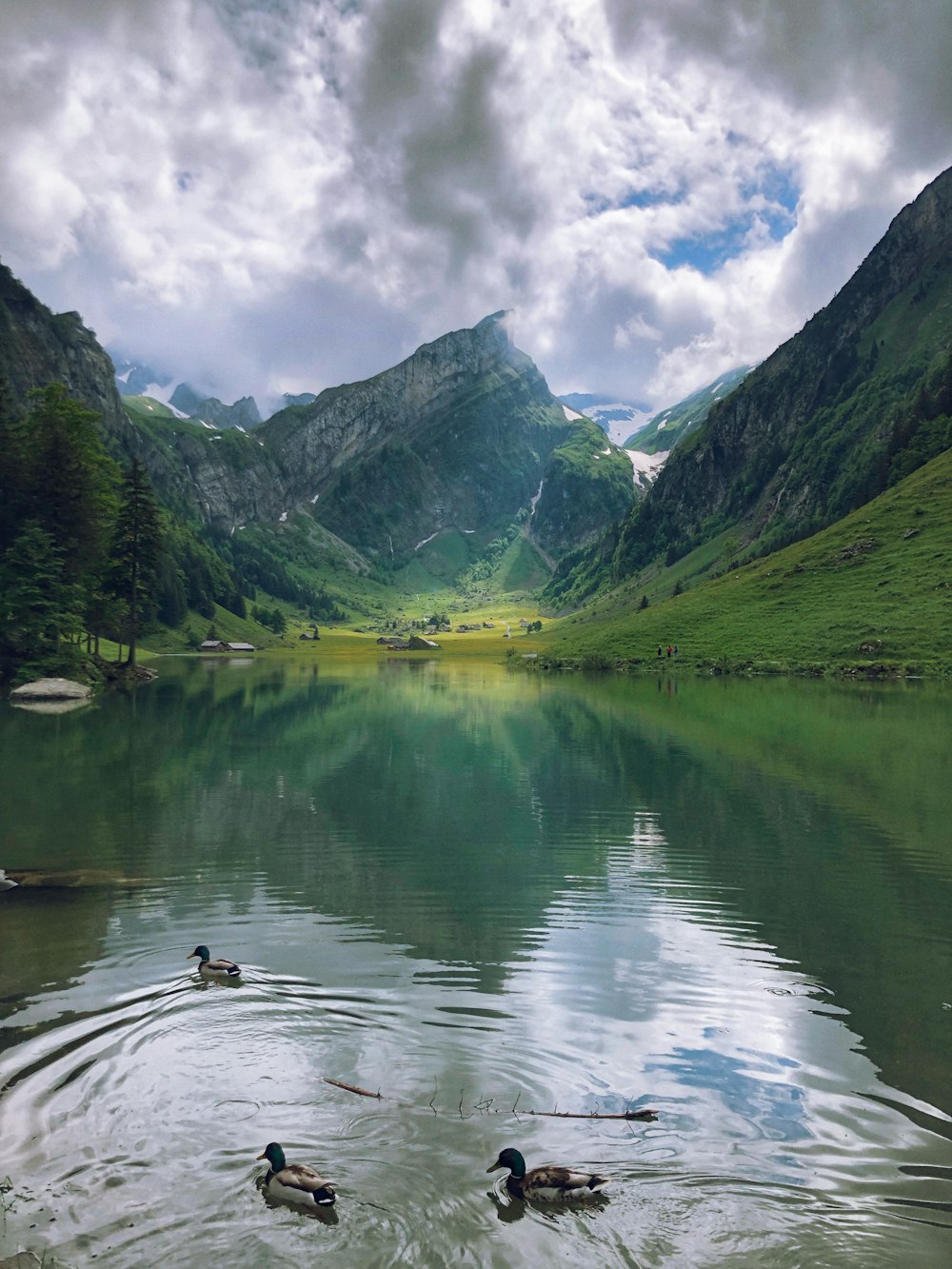 a group of people in a lake