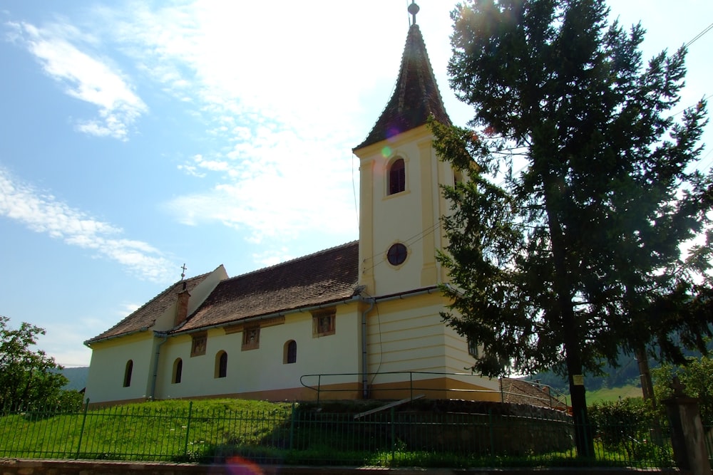 a church with a steeple