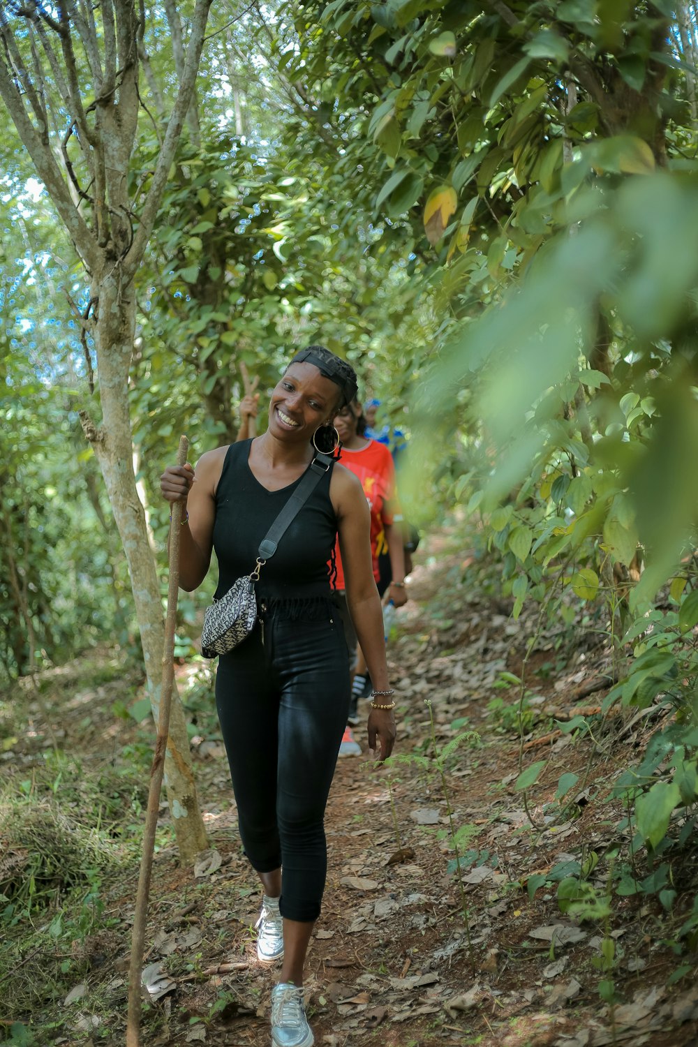 a person walking on a trail