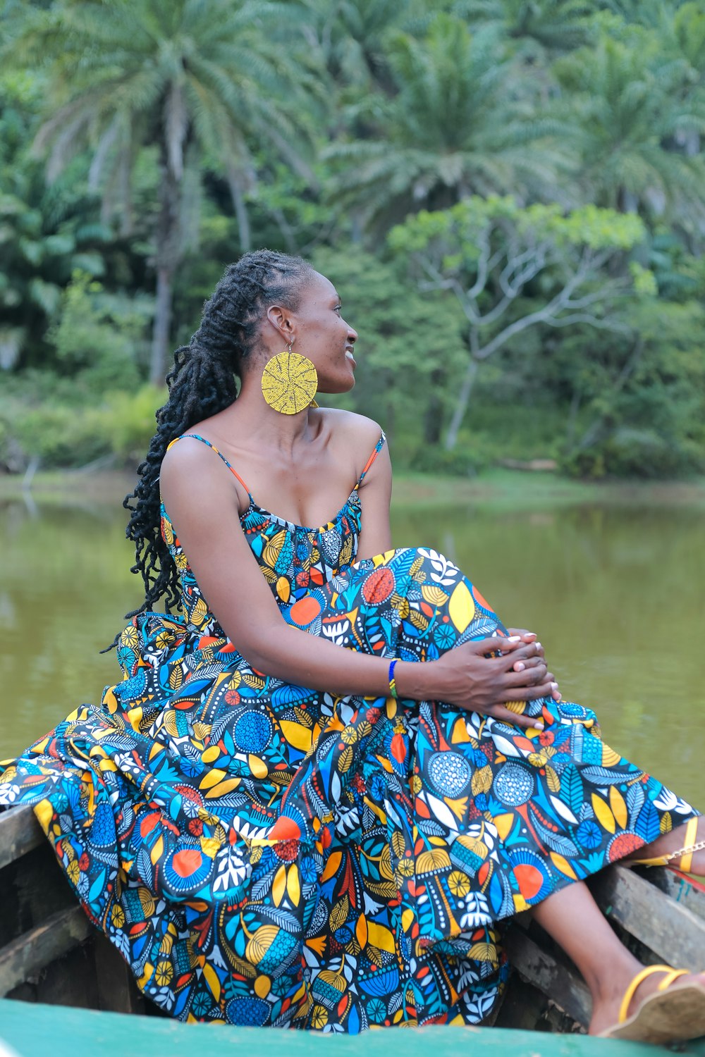 a person in a colorful dress