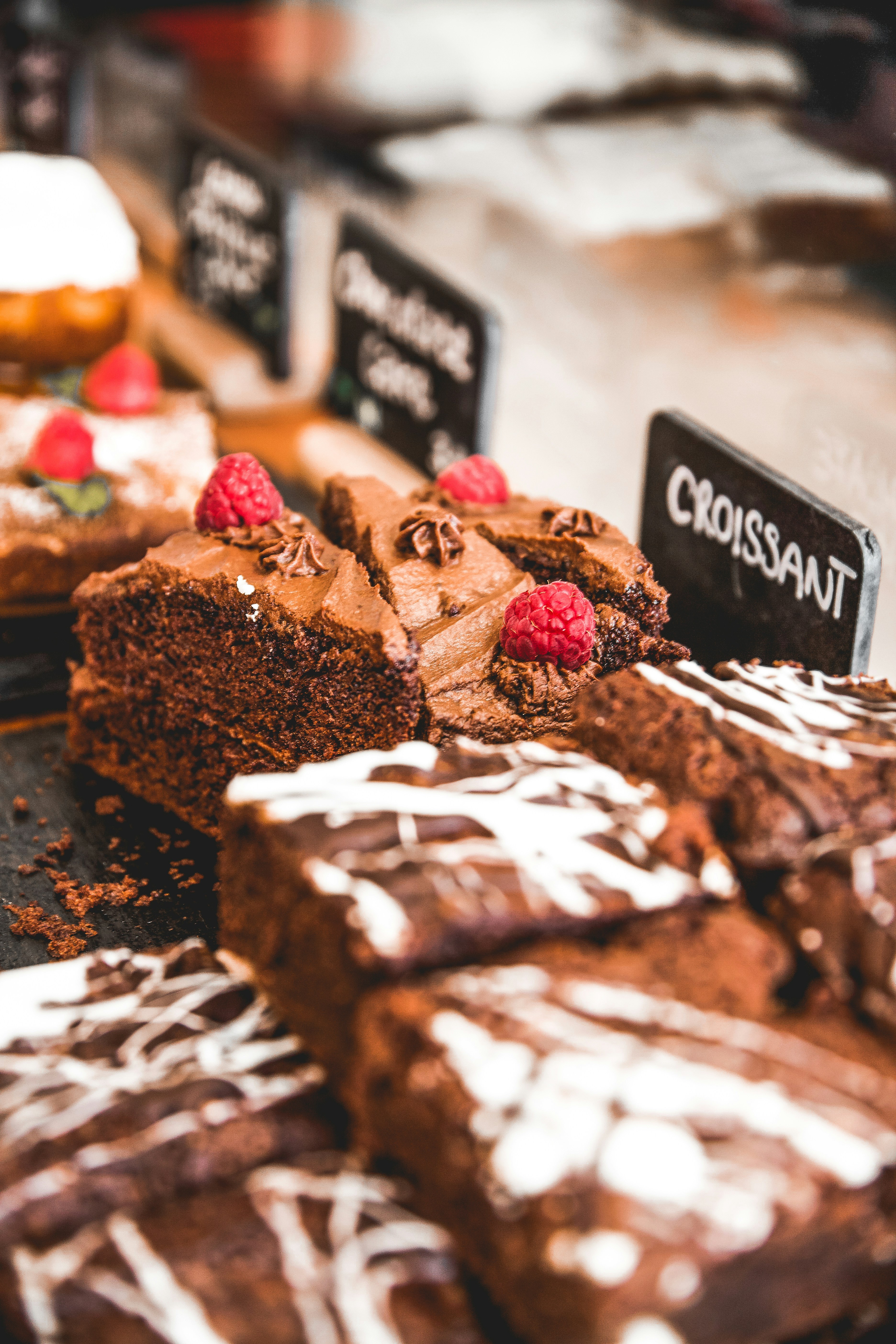 a box of chocolate desserts