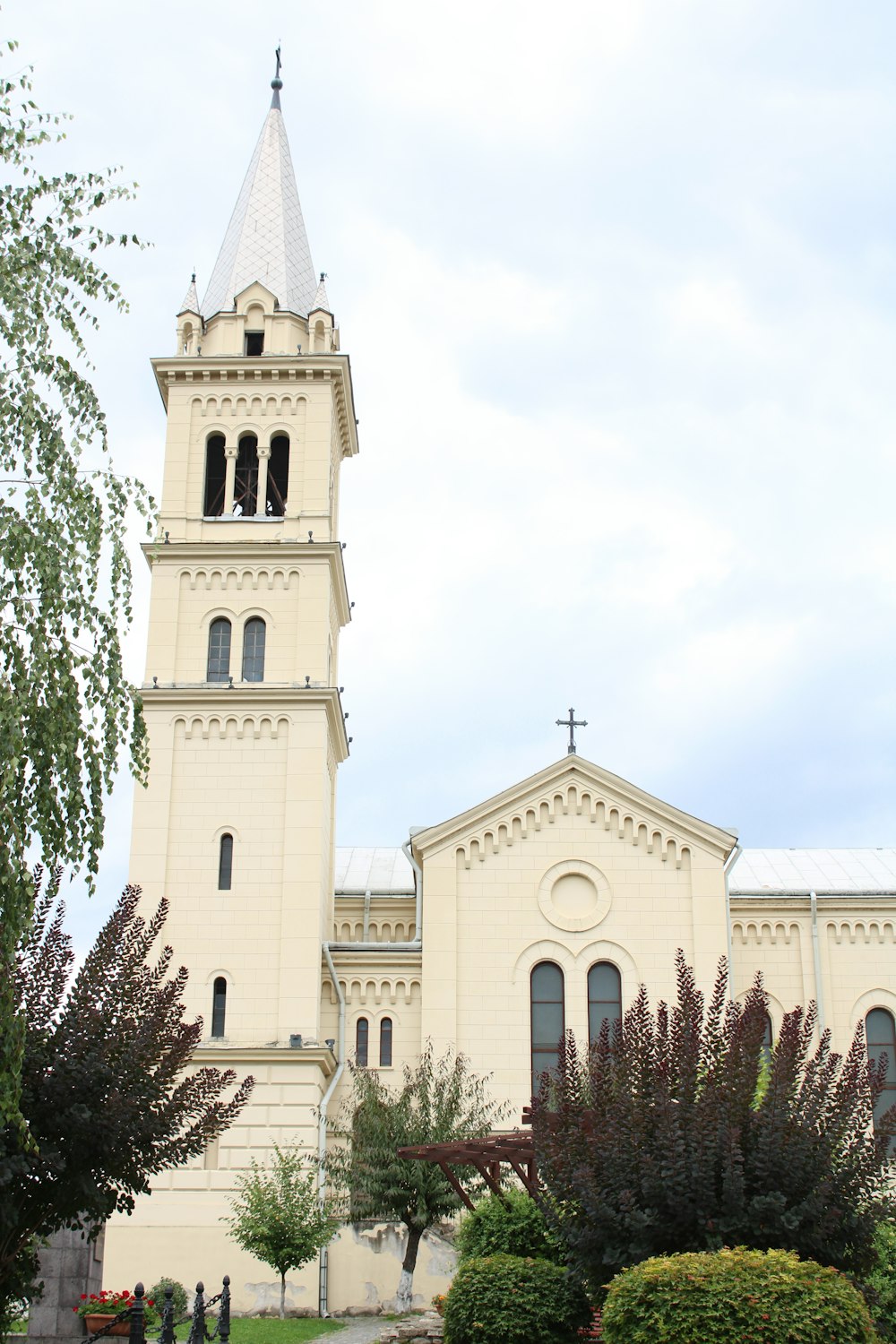 a church with a tall tower