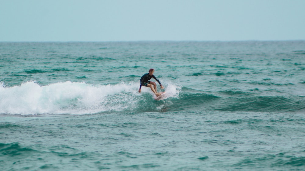 a man surfing on the waves