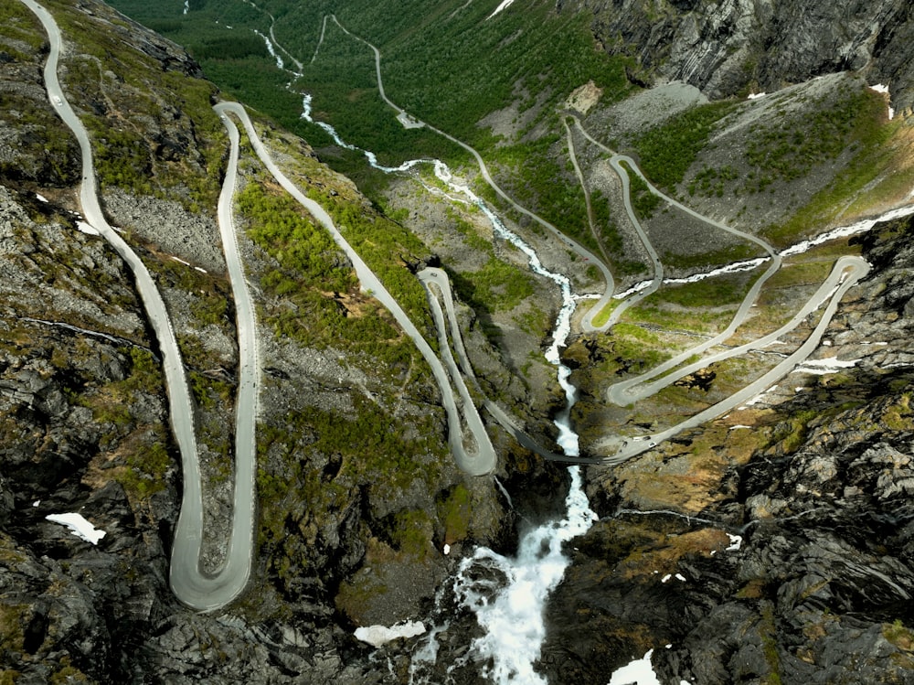 a stream of water with white lines