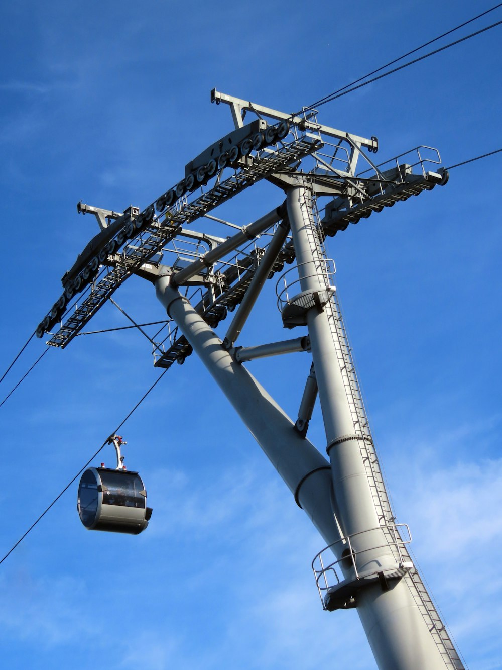 a large white and black tower