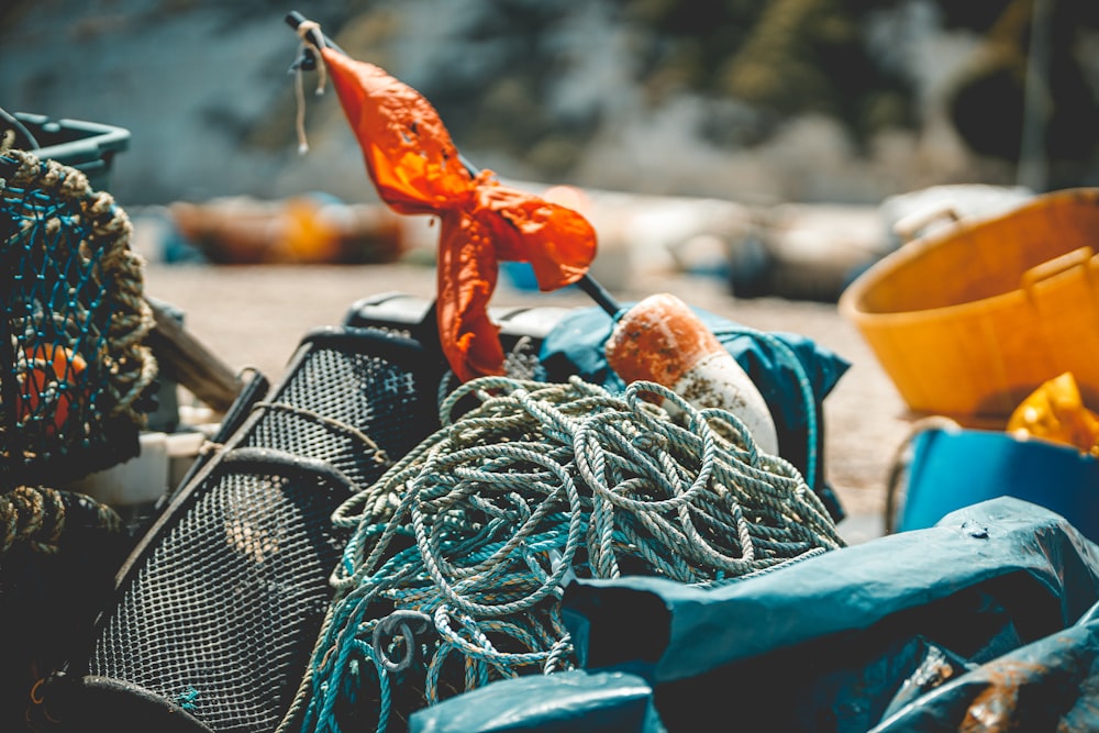 a close-up of some fishing nets