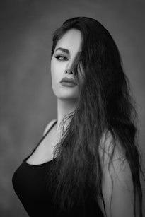 a woman with long hair