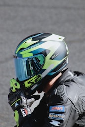 a person wearing a helmet