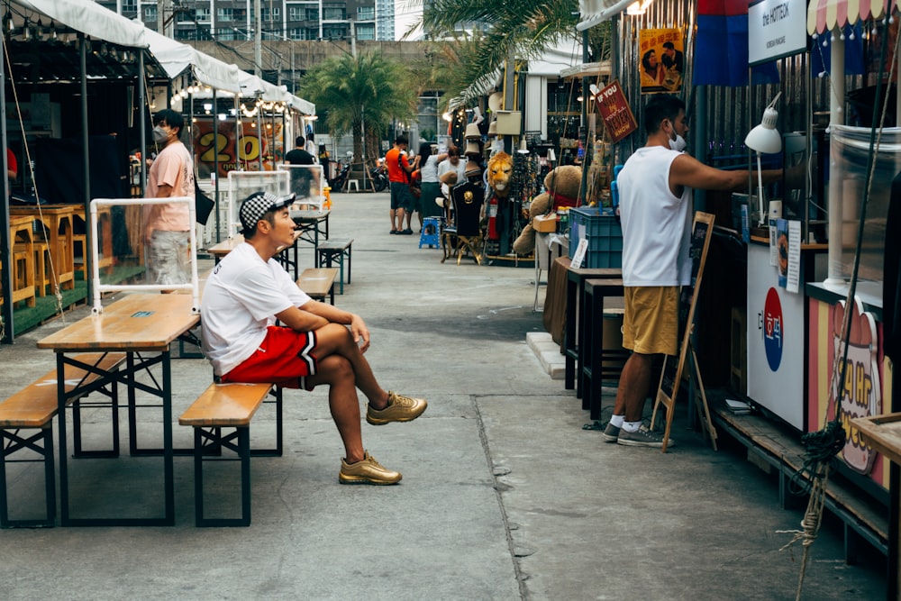 a person sitting on a bench