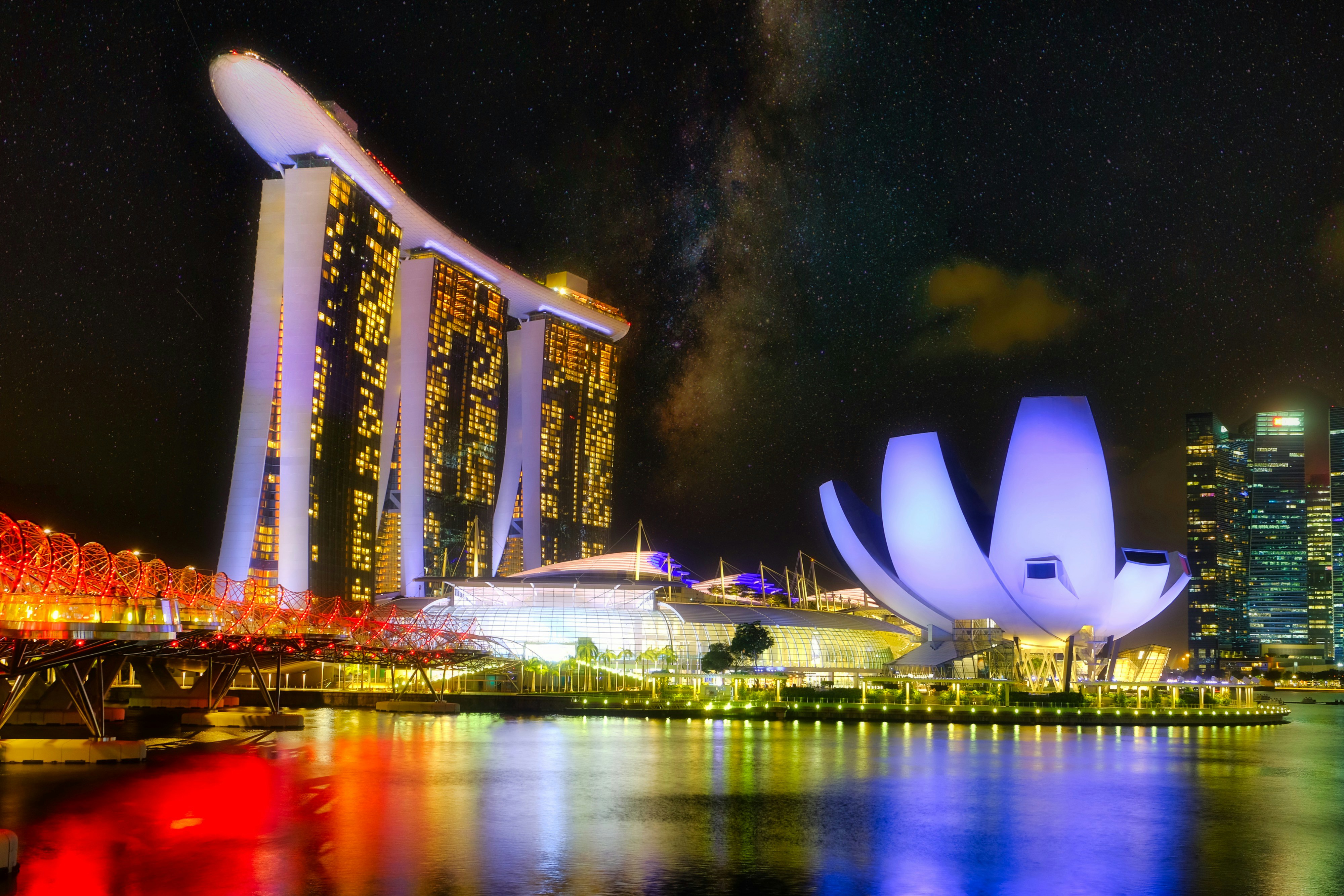 Marina Bay Sands with bright lights