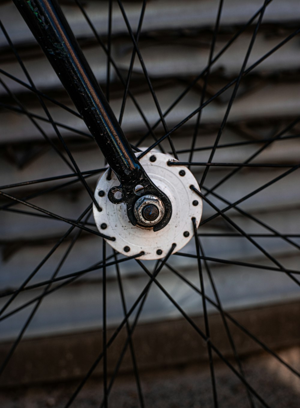 a bicycle wheel with spokes
