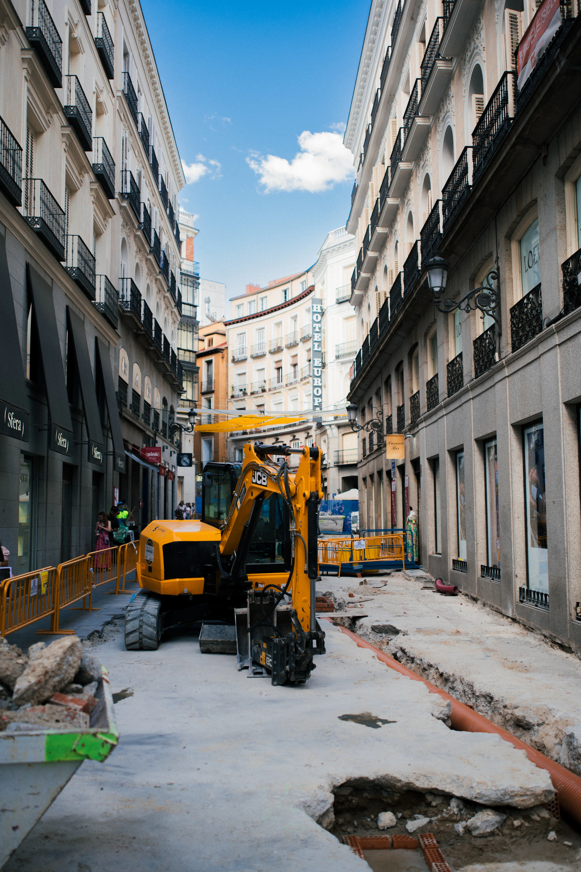 a construction vehicle on a street