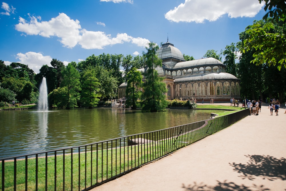 a fountain in a park