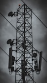 a large tower with a wire attached