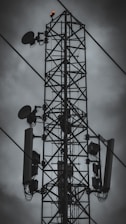 a large tower with a wire attached