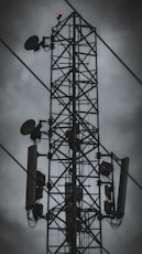 a large tower with a wire attached