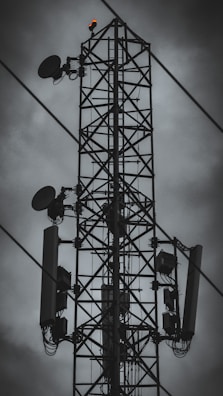 a large tower with a wire attached