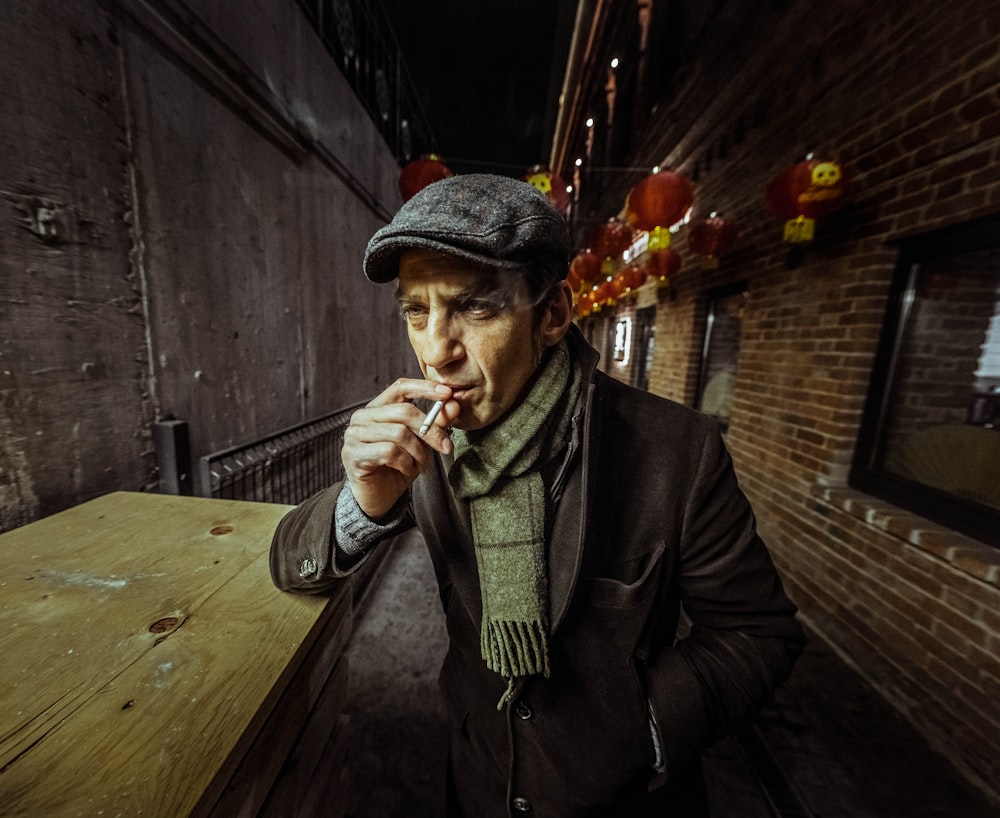 a man smoking a cigarette