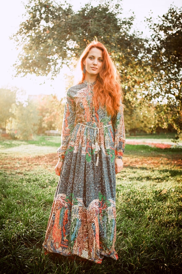 a woman in a dress