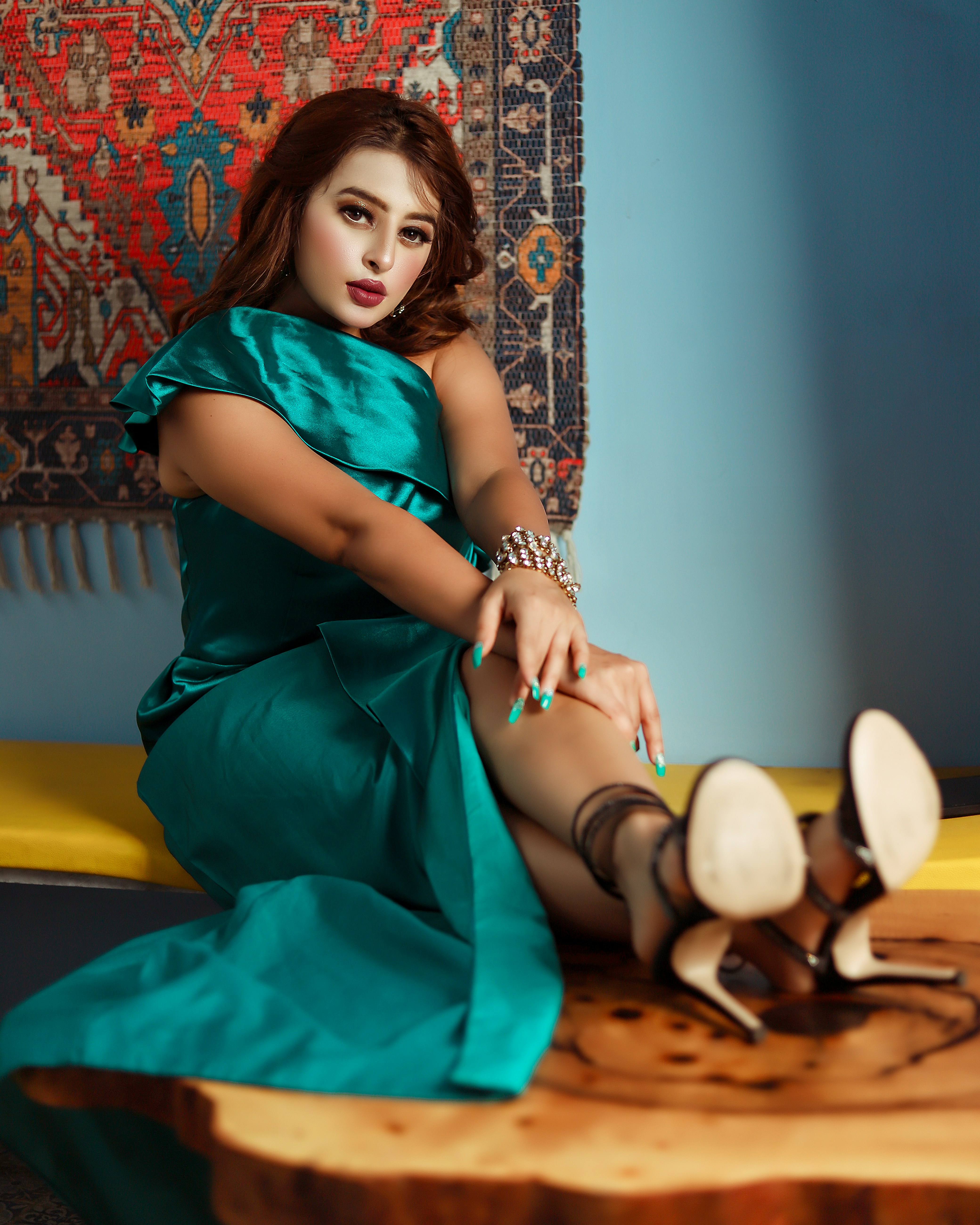 a person sitting on a table