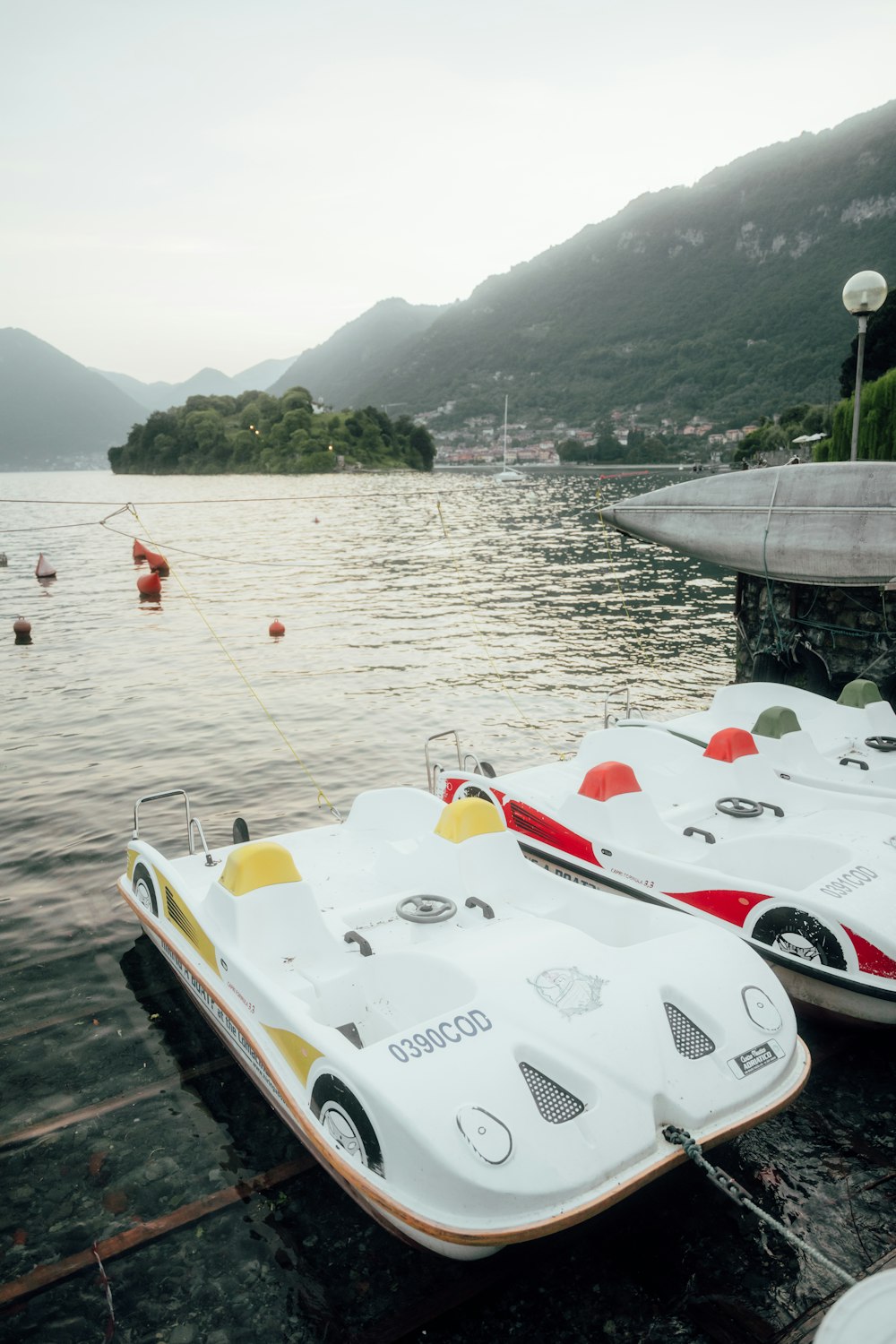 a group of boats on a dock