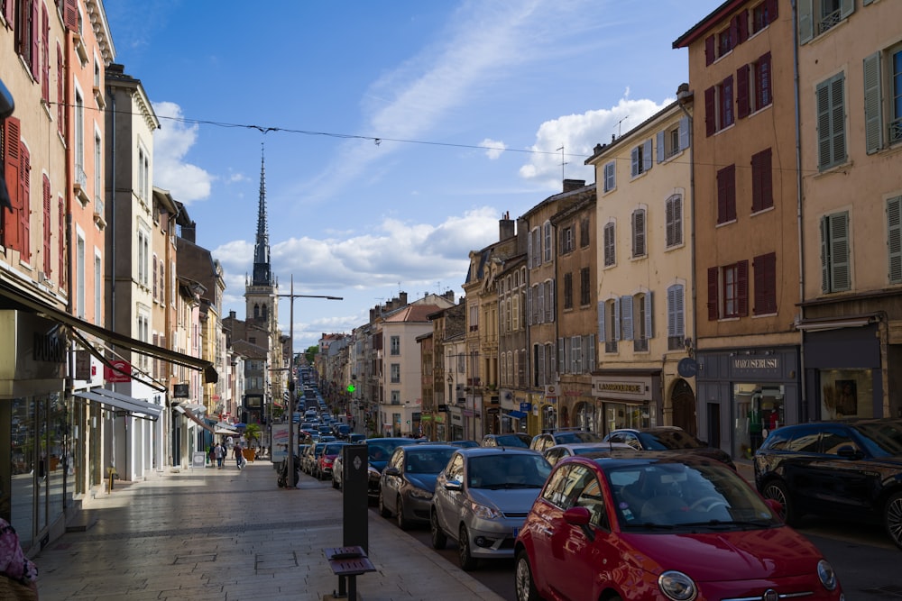 a street with cars parked along it