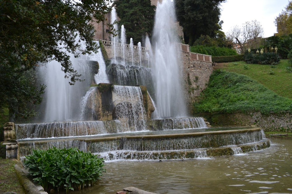 a fountain with water shooting up