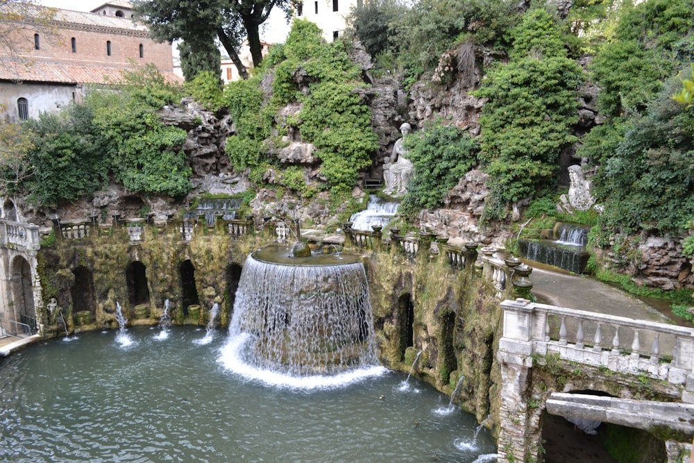 a waterfall in a park