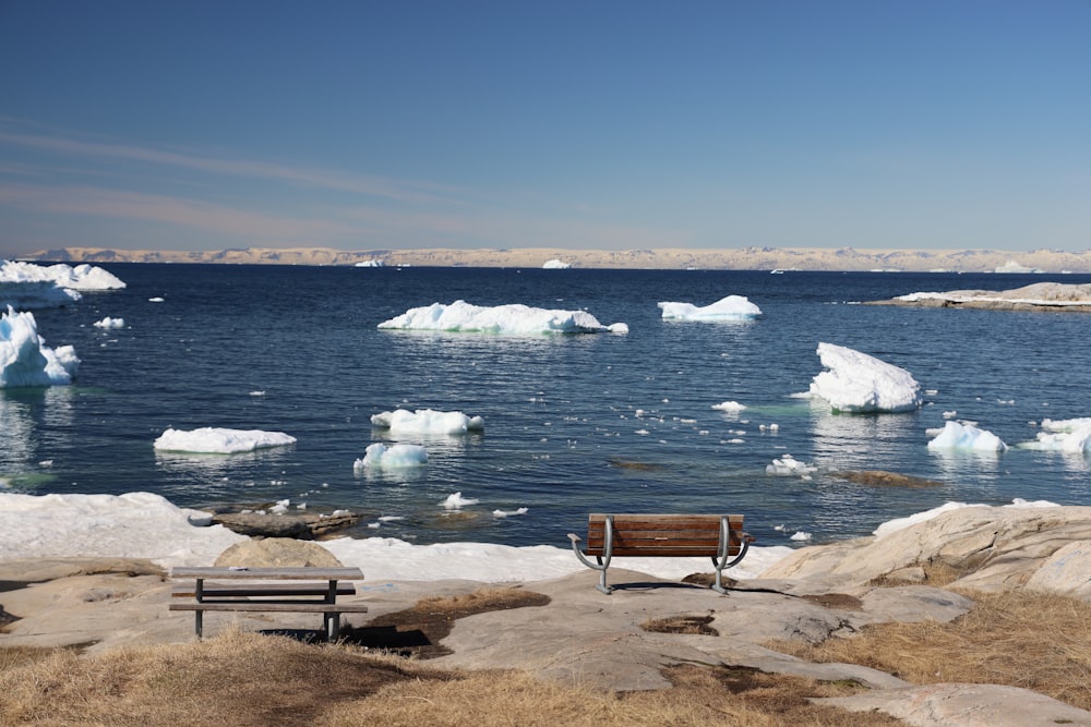 benches on a beach