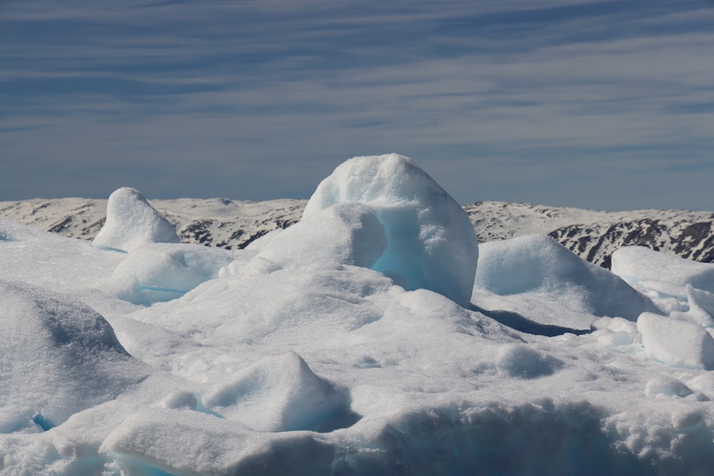 a large glacier in the snow